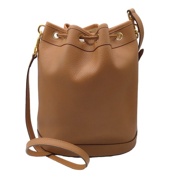 MARK CROSS TAN CALFSKIN LEATHER CHRISTY BUCKET BAG - Picture 3 of 8